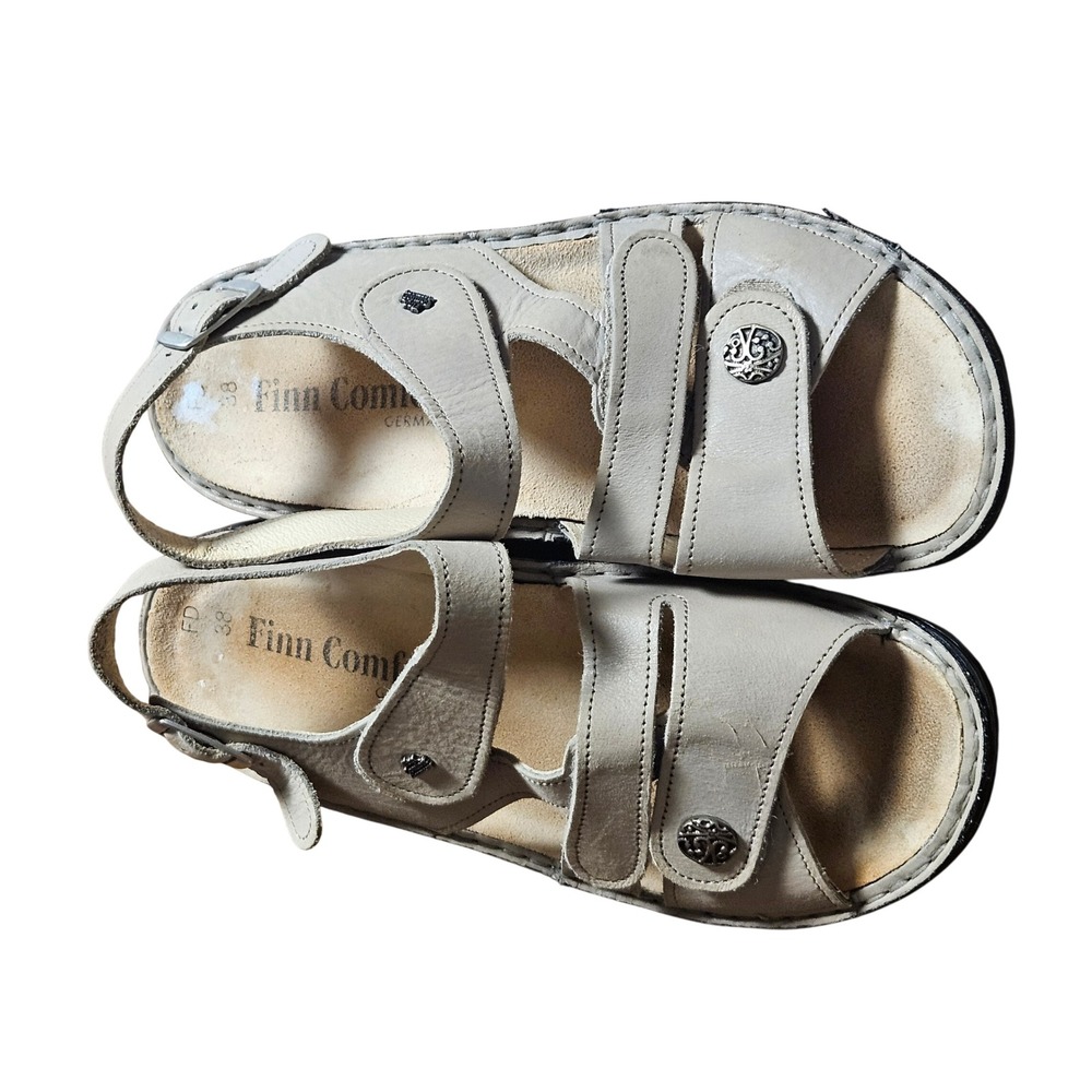 Finn Comfort Gomera Beige Leather Adjustable Strap Sandals Womens 38 2182913
